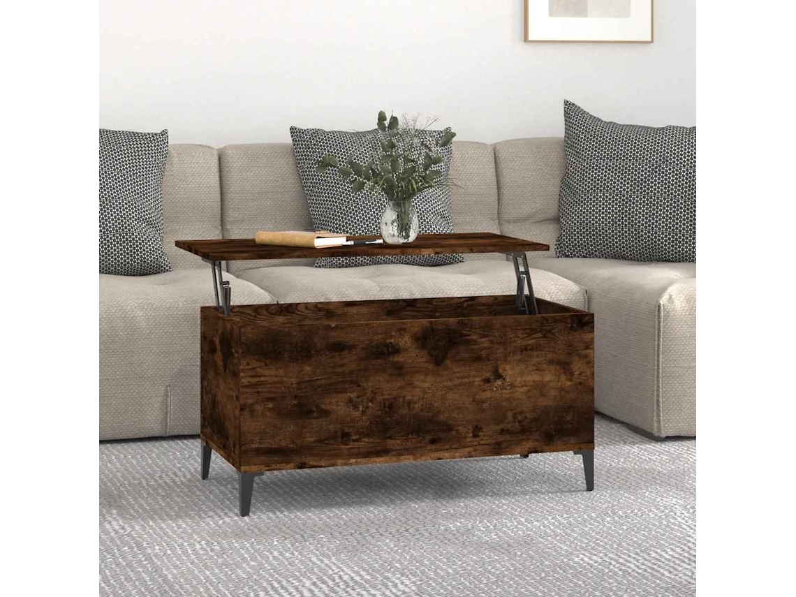 Vidaxl Mesa De Centro 90x44,5x45 Cm Derivados Madeira Carvalho Fumado