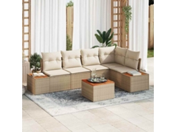 Vidaxl Conjunto De Sofá De Jardim 6 Pcs Bege E Creme Rattan Sintético