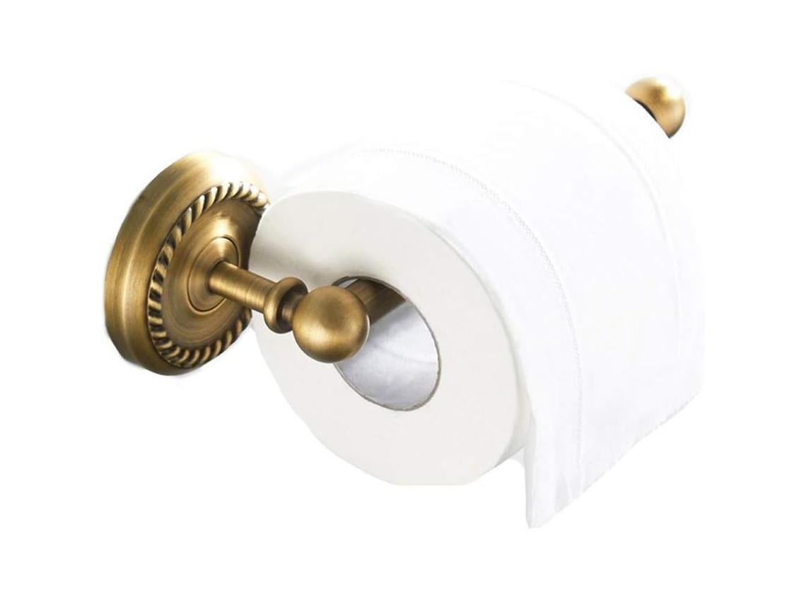 Suporte de Papel Higiênico de Parede em Latão Antigo com Suporte para Celular Estilo Retro S/MARCA