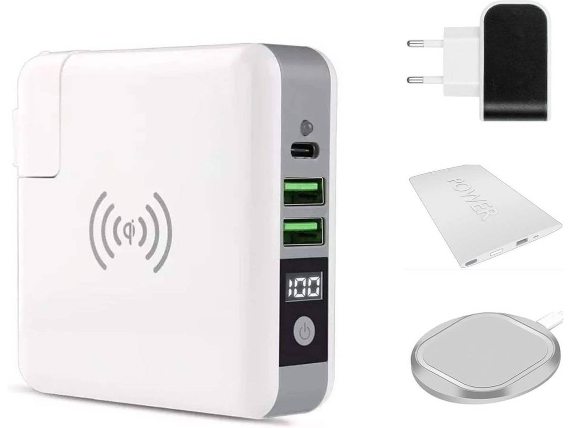 Carregador Banco Energia Sem Parede Internacional Display YIZHOOD Branco