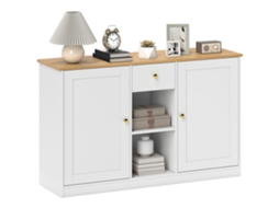 Cômoda da Cozinha. Aparador com Gaveta. Armários. Prateleiras. Aglomerado. Branco Ge