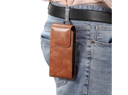 Bolsa De Cintura Em Couro Com Textura De Pele De Cordeiro Para Celular Dobrável.