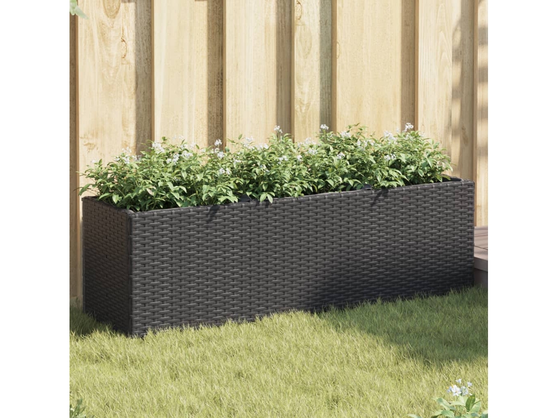 Vidaxl Floreira De Jardim Com 3 Vasos 2pcs 105x30x32 Cm Vime Pe Preto