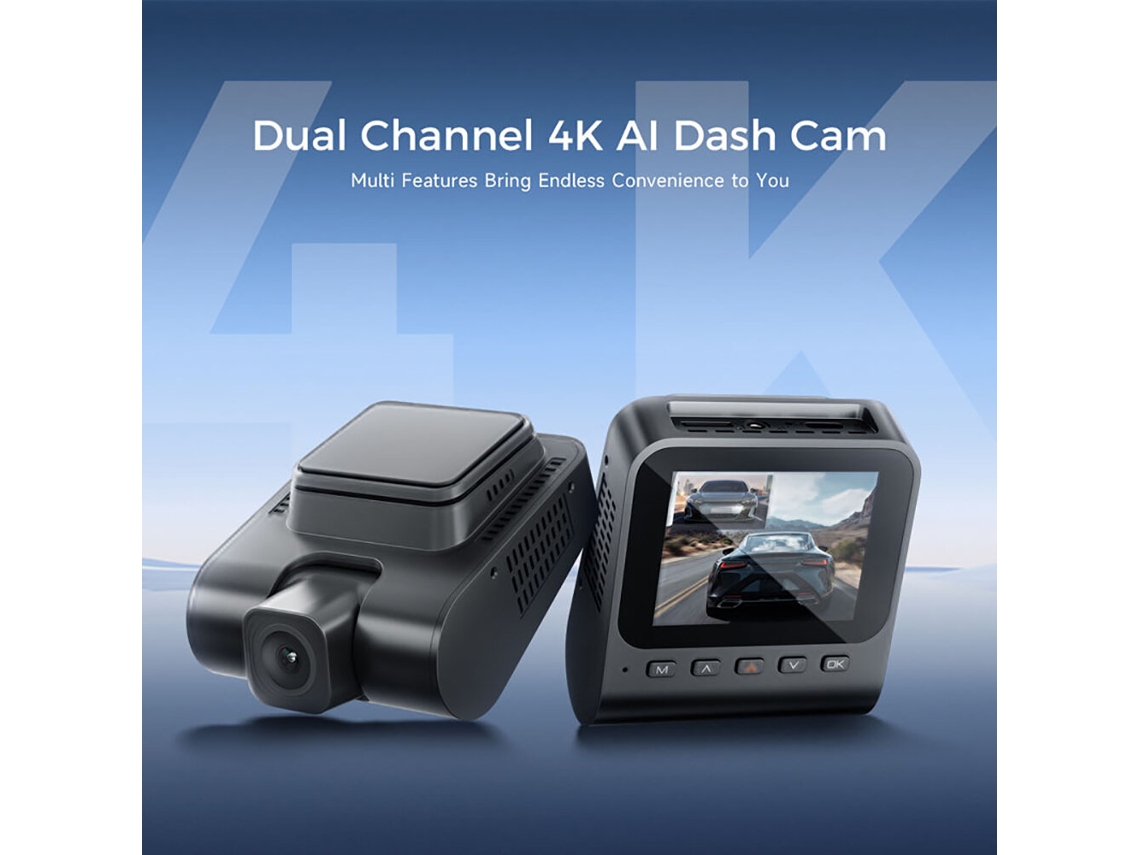 Sem Cartão-4k + 1080p Hd Lente Dupla Car Dash Cam Ecrã Lcd De 2,4 Polegadas Gravador De Condução Frontal E Traseira Hdr Bluetooth Adas Aviso Wifi