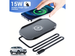 Carregador Sem Fio Automotivo 15W, Duas Portas, Silicone Antiderrapante, Tpc STELASPLEN
