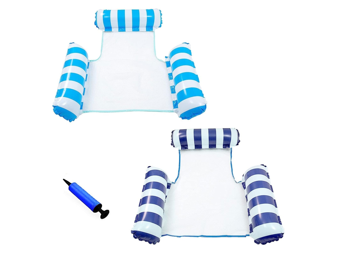 Conjunto De 2 Redes Infláveis ​​para Piscina, Para Adultos E Crianças, Rede Flutuante Portátil Para Água, Colchão Inflável Multifuncional 4 Em 1 Para