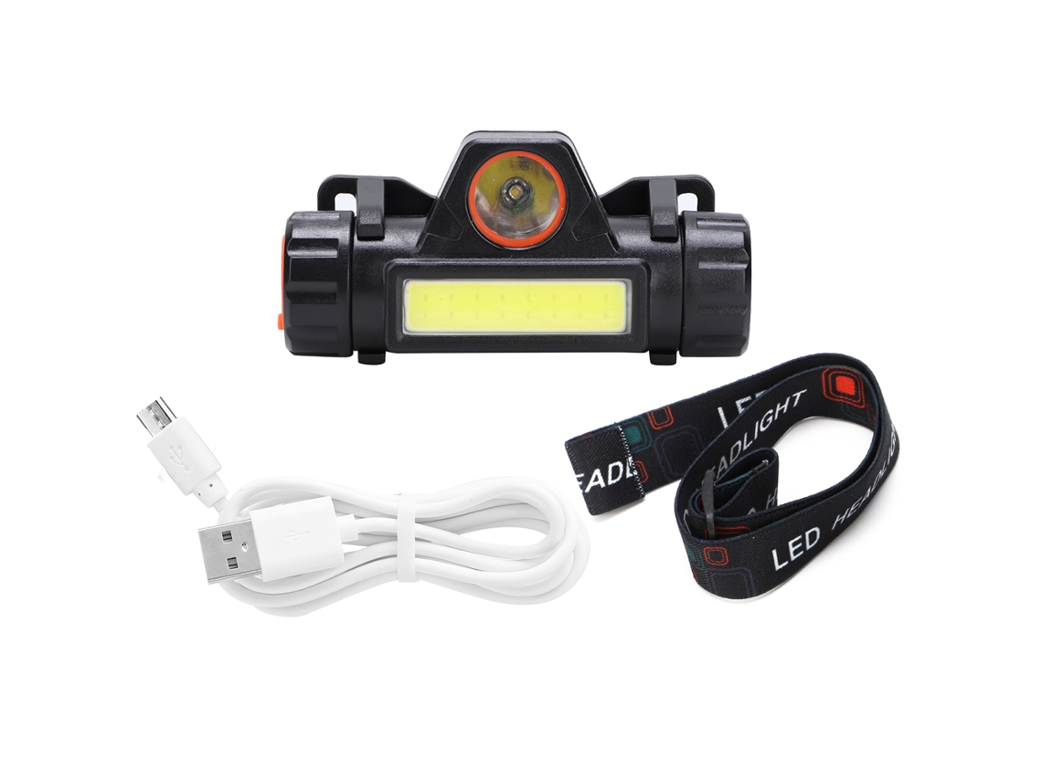 Lanterna Frontal LED USB Recarregável Resistente à Água para Ciclismo e Camping | S/MARCA