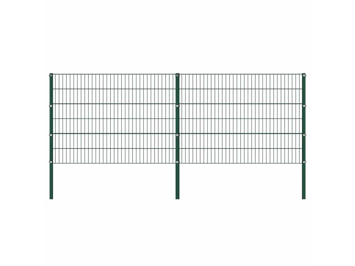 Vidaxl Painel De Vedação Com Postes De Ferro 349x120 Cm Verde