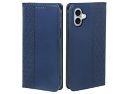 Capa Em Couro Pu Com Suporte Para Apple Iphone 16 Plus Cor Azul