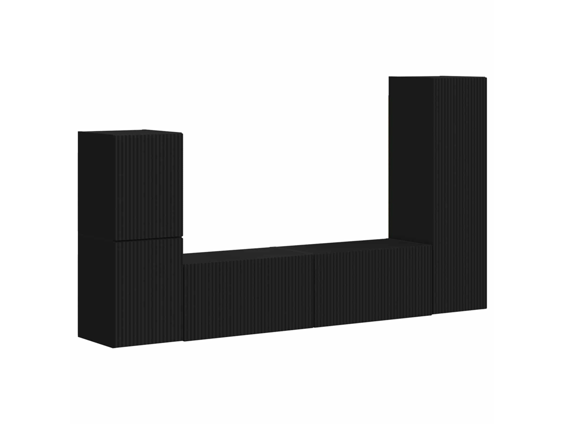 Conjunto Móvel Tv 4 Peças Preto Madeira Processada MAISON EXCLUSIVE
