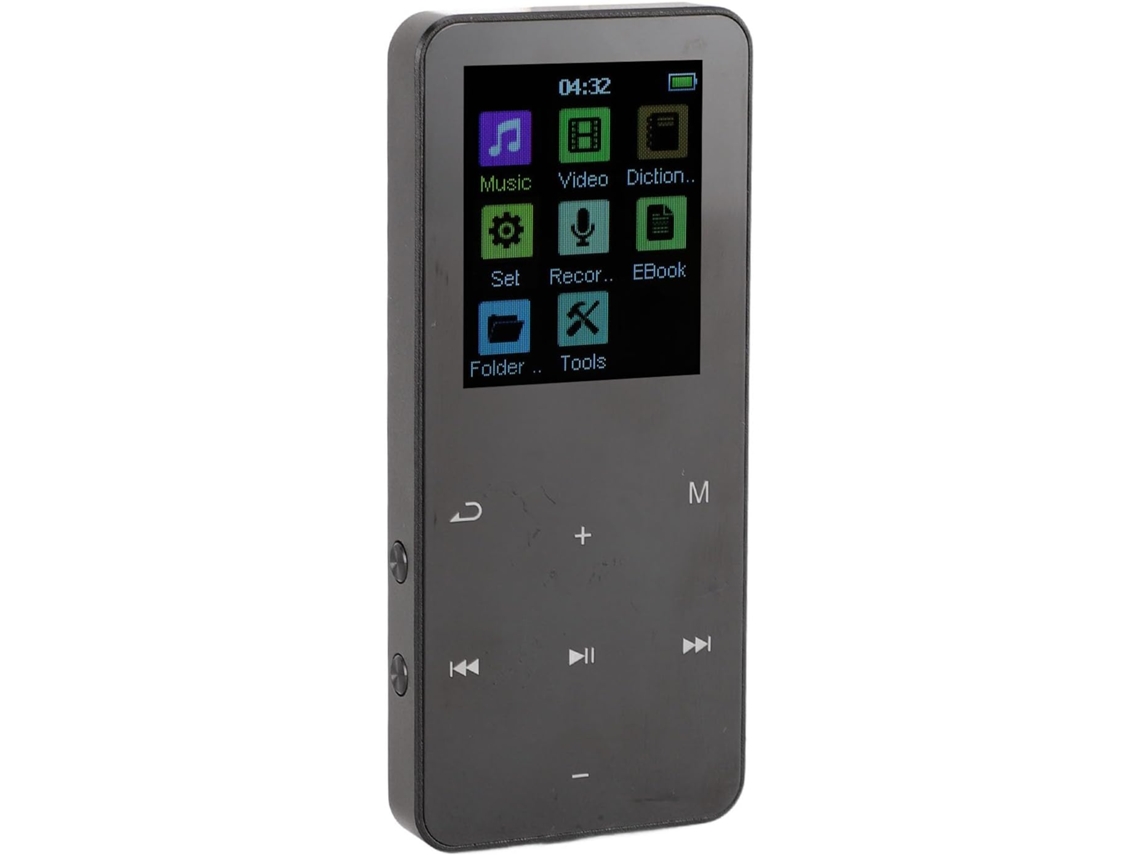 Leitor de MP3/MP4 Bluetooth, alto-falante portátil com cancelamento de ruído e 40 horas de duração da bateria, som HiFi, entrada para fone de ouvido.