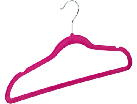 Cabide de Veludo Cor Rosa Pacote de Cabides de Roupas com Superfície Antideslizante e Gancho Cromado Giratório a 360º COMFORT HOUSE