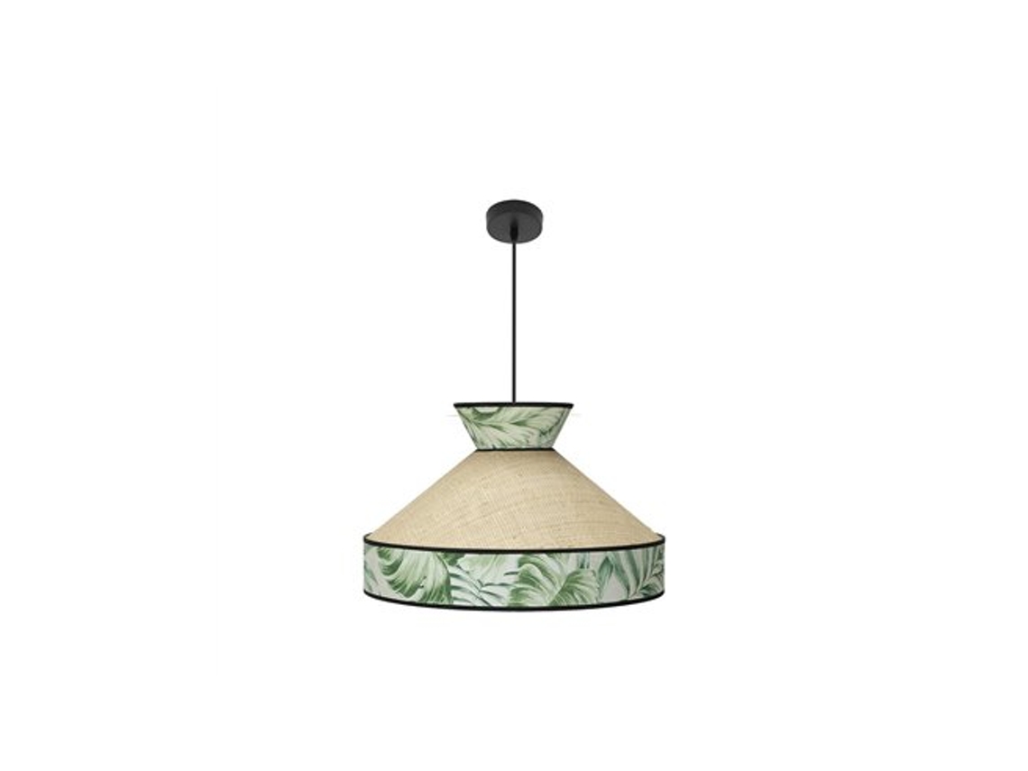 Luminária Pendente Constantinopla, Ø50cm, Altura Regulável, 1xe27 , Bege E Verde Fabrilamp (lâmpada Não Incluída)