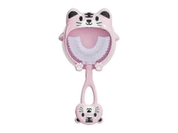 Escova de Dentes Infantil Silicone em Formato U, Modelo 2025, para uma Higiene Bucal Completa 360 ​​graus, na C Or Rosa. GOKOCO