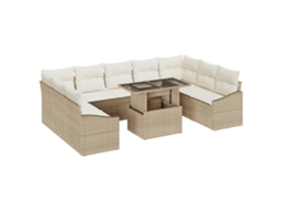 Conjunto 10 Sofás De Jardim Vidaxl Bege Vime Pe (100 X 55 X 73 Cm)