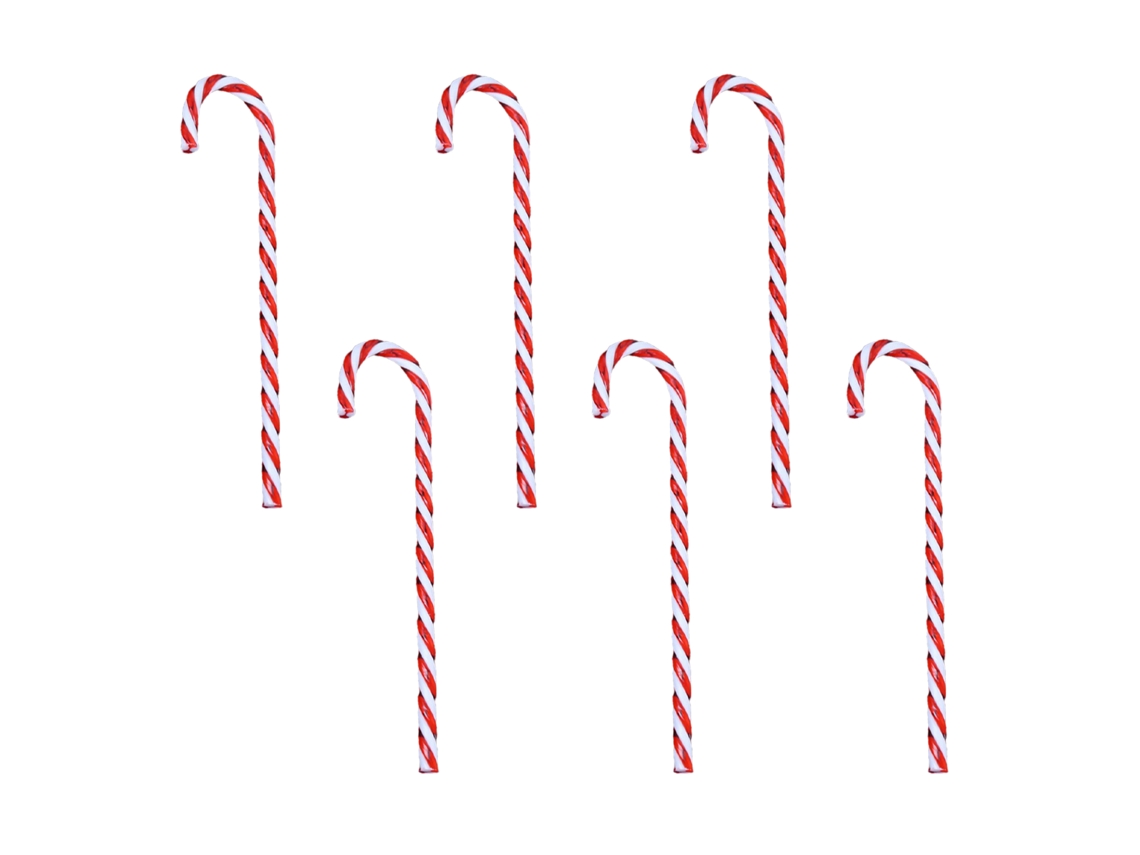 Pack de 4 Conjuntos de Crochetes de Natal Candy Cane Vermelho e Branco com 6 Peças LAXISCREED