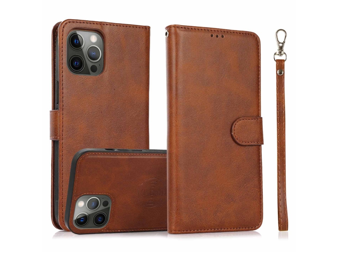 Capa Para Iphone 15 Pro Max Pele Sintética Magnética Castanho
