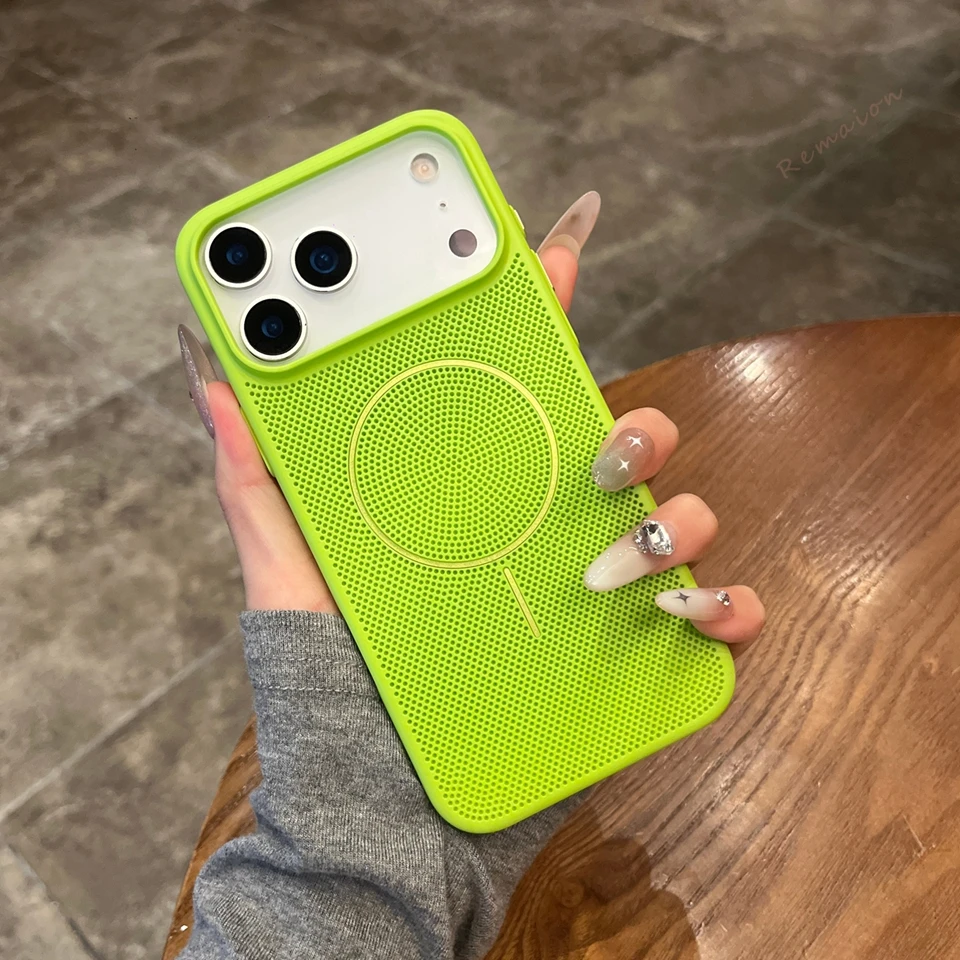 Capa Magnética Para Iphone 13 Pro Max (verde) Com Resfriamento E Superfície Fosca.