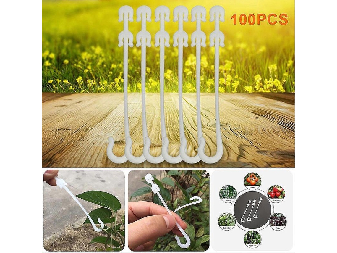 Gancho para Plantas de Caule e Vinha, 100 Unidades, Material Pp, Durável, 9,5cm, para Abóbora, Morango, Tomate, Pepino, Berinjela