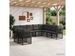 Vidaxl Conjunto De Sofás Para Exterior Preto Poliéster