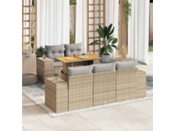 Vidaxl 6 Pcs Conjunto de Sofás P/ Jardim com Almofadões Vime Pe Bege