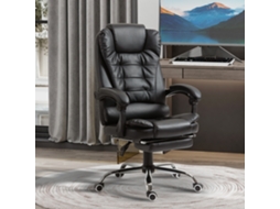 Cadeira De Escritório Reclinável Cadeira Executiva Giratória Com Altura Ajustável Estofada Em Pu 64,5x69x109-117 Cm Preto