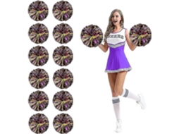 Rebe-12 Pompones De Porrista Com Buracos Para Dedos De Lâmina Metálica De Pet Leve Para Desportos E Festa Oro Púrpura Medium