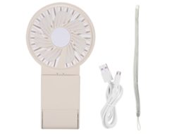 Ventoilha Pequena Laxiscreed Multifuncional Com Espelho, Luz Led, Recarregável Via Usb, Ultra Fina, Portátil Em Bege