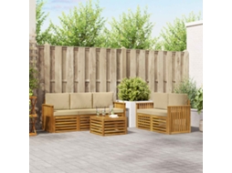 Vidaxl Conjunto De Sofás Para Exterior 6 Unid. Natural E Bege