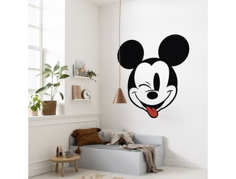 Adesivo De Parede Komar Disney Dot Cabeça Do Mickey 125 X 125 Cm Intissé Vermelho, Preto, Branco