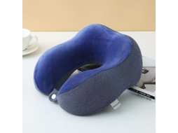 Travesseiro de Viagem em Formato U com Espuma Viscoelástica para o Pescoço e a Cabeça, na Cor Azul, Escura BRILVIBERA