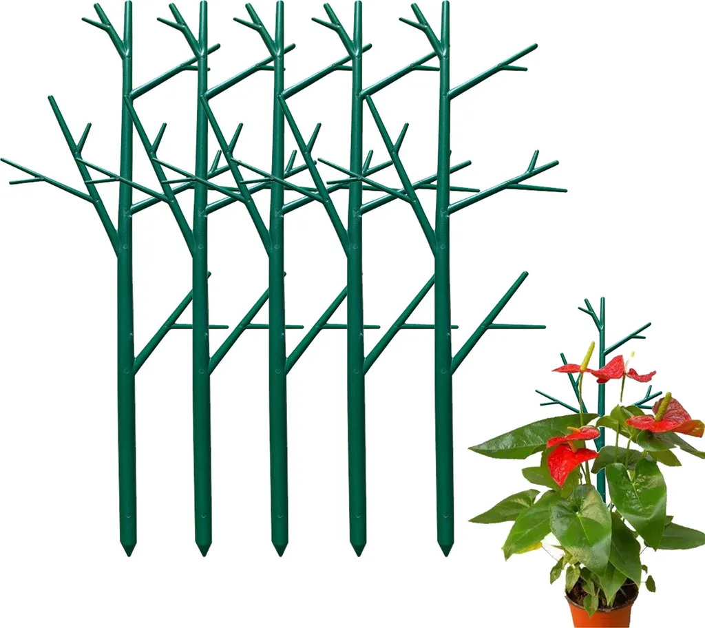 Conjunto de 5 Estacas para Plantas de 38,5 Cm, Ideais para Suporte de Treliças e Plantas Trepadeiras em Jardins Domésticos. AQUAFORGE
