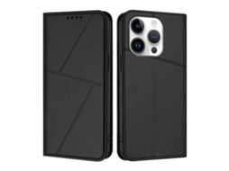 Capa De Couro Fosco Para Iphone 16 Pro - Flip Magnético