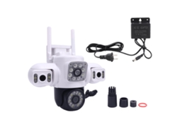 Câmera De Segurança Exterior Sem Fio Wifi Com Três Lentes, Detecção De Movimento, Ip66, Hd, Para Casa, Plug Eua.
