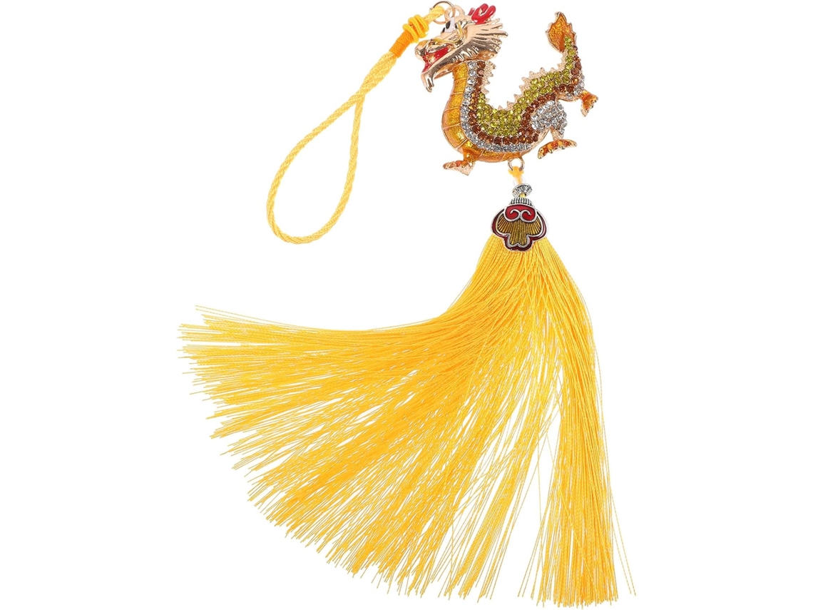Enfeite Para Pendurar Em Liga De Zinco Com Cordão De Algodão Amarelo, Decoração De Dragão Chinês.