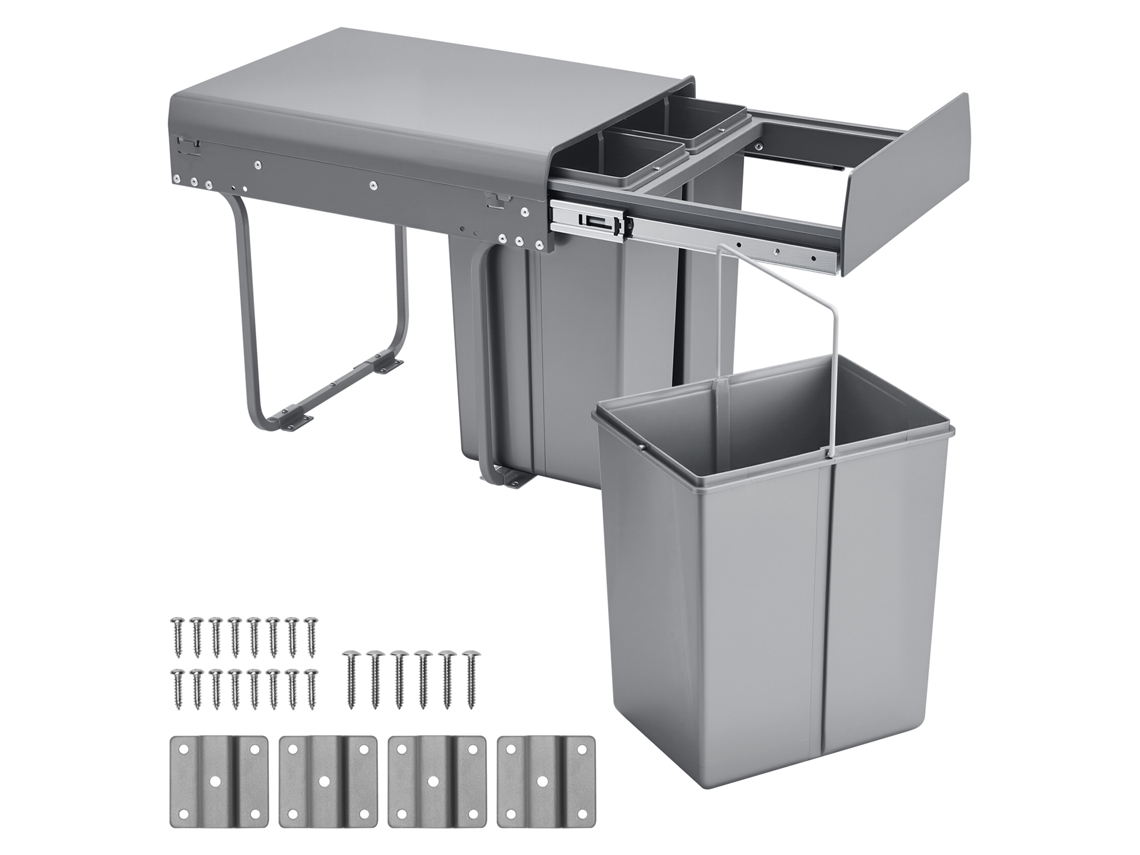 Balde Do Lixo Duplo Extensível Succebuy 20+10+10 L Para Cozinha Sob O Armário