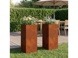 Vidaxl Vaso De Jardim 2 Unid. Ferro Enferrujado 20 X 20 X 40 Cm