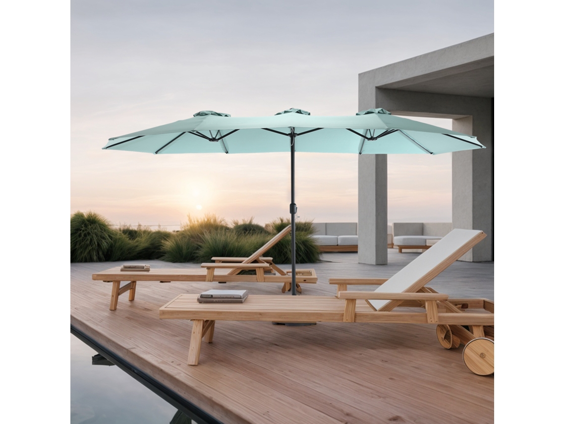 Guarda-sol Retangular 4.5m com Manivela, Verde Claro, SINI TECH STORE