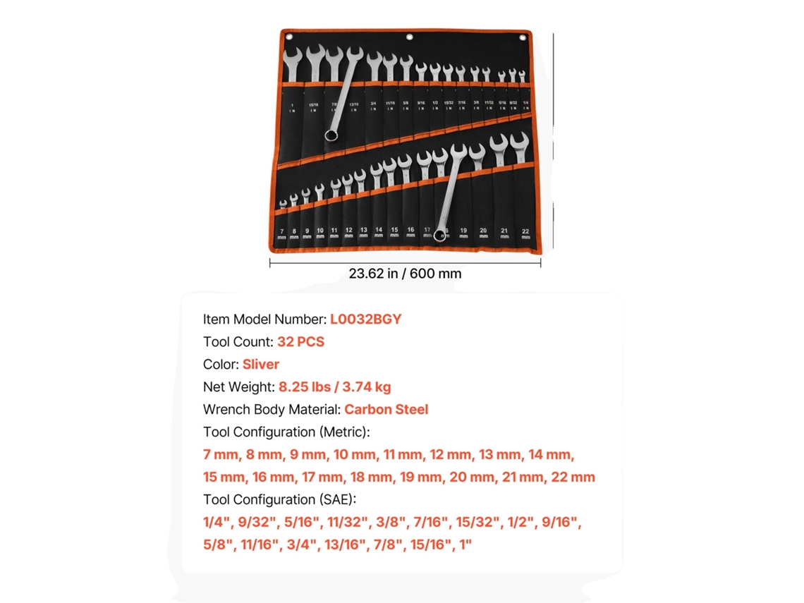 Conjunto De Chaves Ajustáveis, Design De Extremidade Aberta, Funcionalidade De Catraca, 32pcs