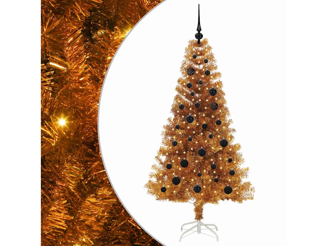 Árvore De Natal Artificial Com Led Vidaxl Dourado Plástico (150 Cm)