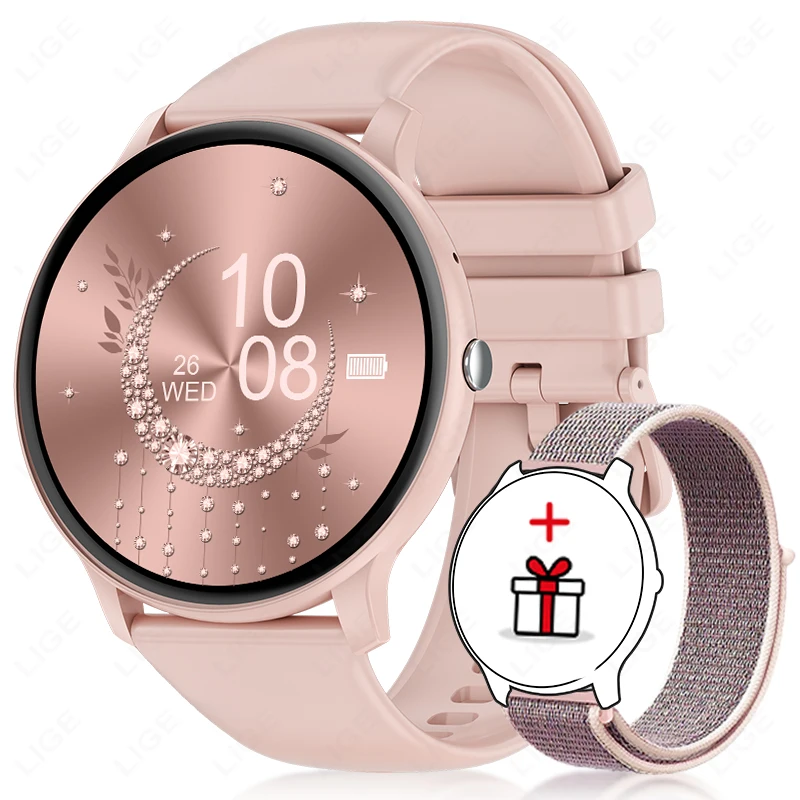 Smartwatch (silicone Rosa) Com Chamadas Bluetooth, Compatível Com Android E Ios, Smartwatch Para Monitoramento De Saúde