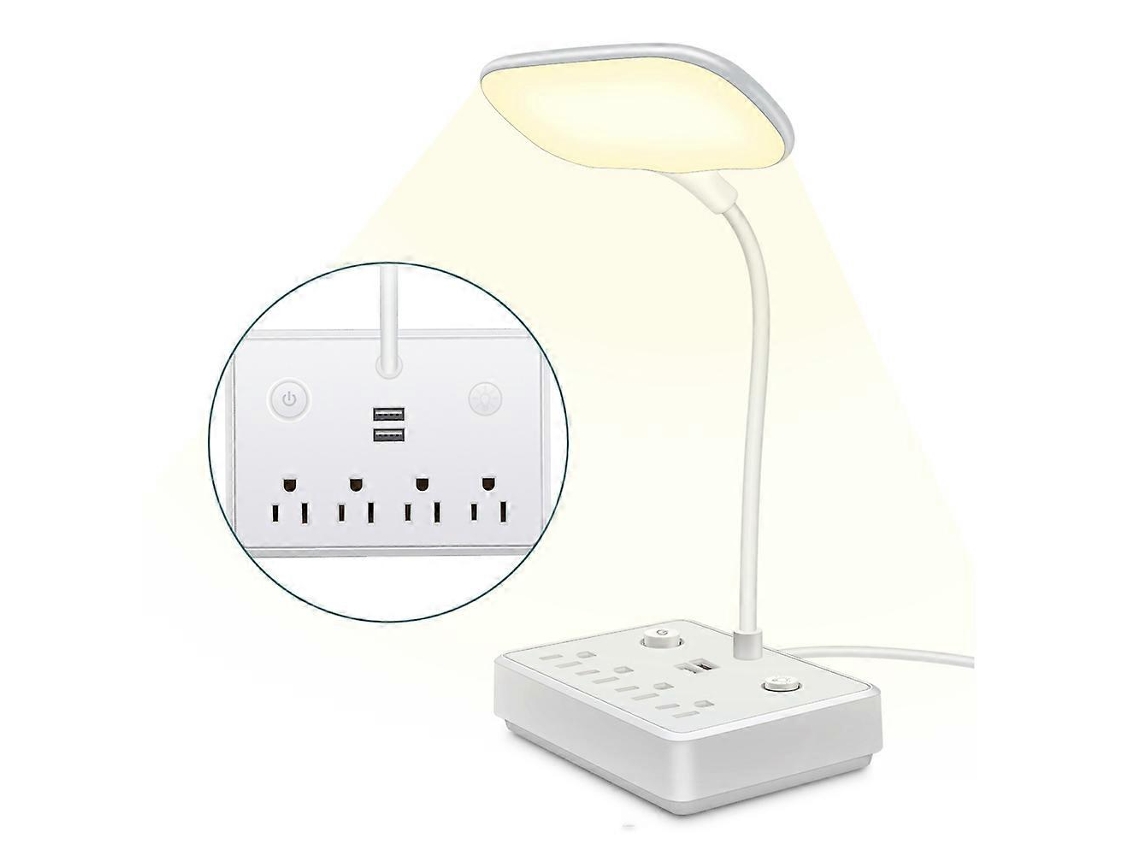 Us Power Strip With Light Multi-function 4ac 2 Usb Ports Socket Surge Protector For Home Office With Desk Lamp For Workwhiteus Plug-ac110v-4
