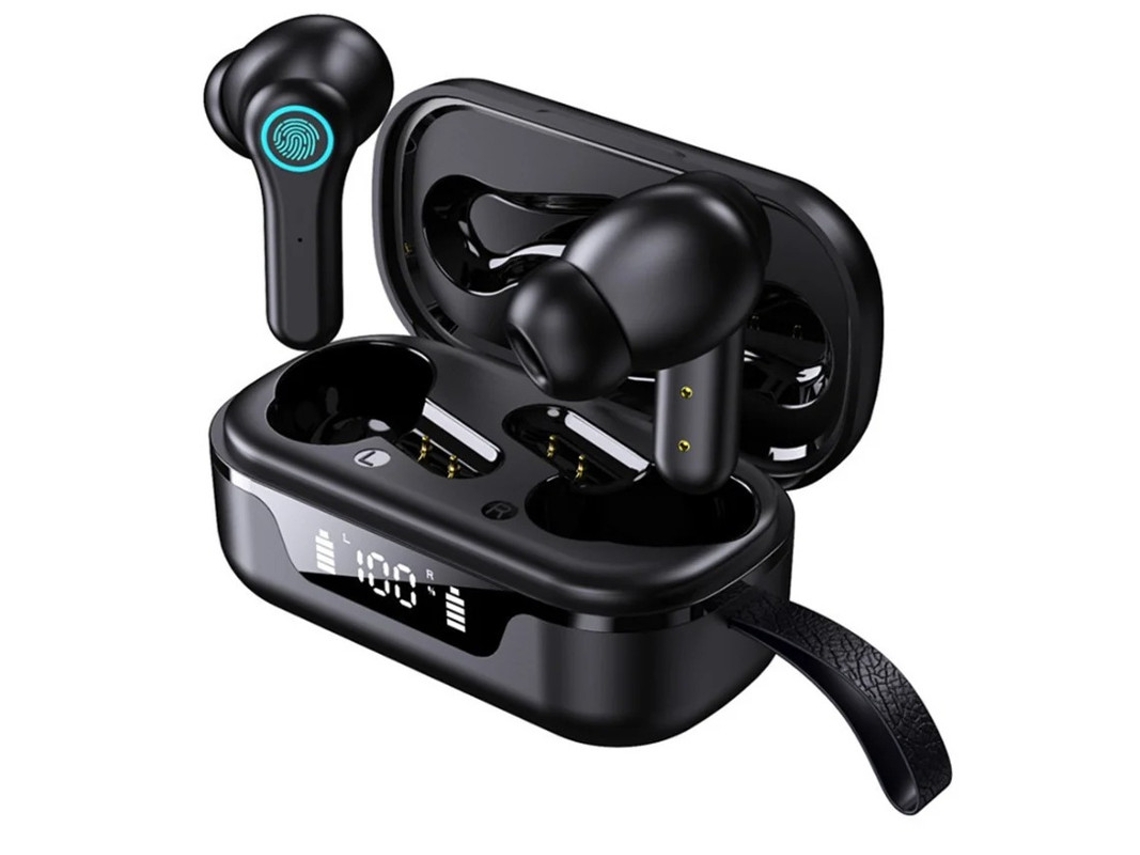 Auriculares Intra Sem Fio Mics Hd Horas Reprodução Controle Yizhood Bluetooth Preto