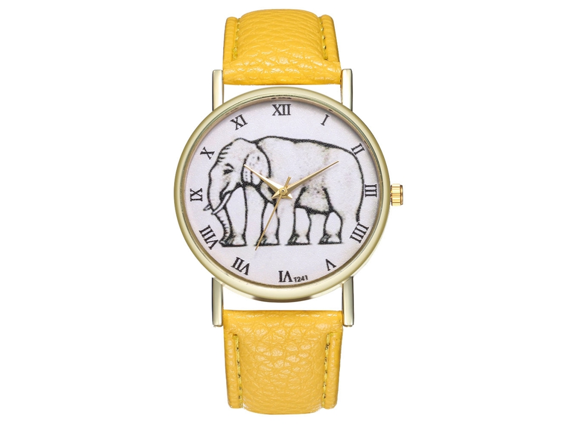 Reloj De Pareja Zhoulianfa De Cuarzo Con Correa De Pu Dial Redondo Amarillo