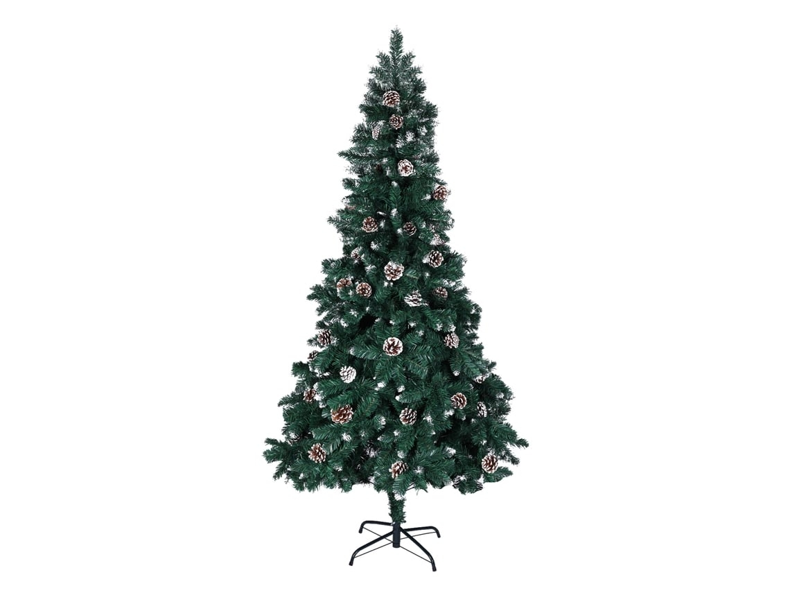 Árvore de Natal Nevada com 180 cm de Altura e Decoração em Pinha 800 Ramos com Suporte Metálico (Outlet Caixa Aberta)