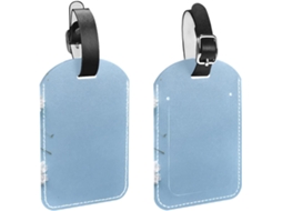 Conjunto De 2 Etiquetas Bagagem, Couro Sintético, Proteção De Privacidade, Margarida Branca Sobre Fundo Azul Celeste, 1