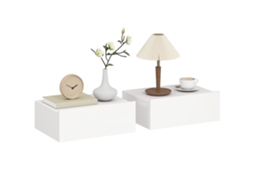 Mesas de Cabeceira Melamina de Madeira Cor Branco 40x30x15 cm Homcom
