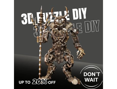 Minotauro Metálico Branco Steampunk, Puzzle 3d Com 2500 Peças, Kit Diy Mecânico Para Adultos E Jovens. Viewleaf