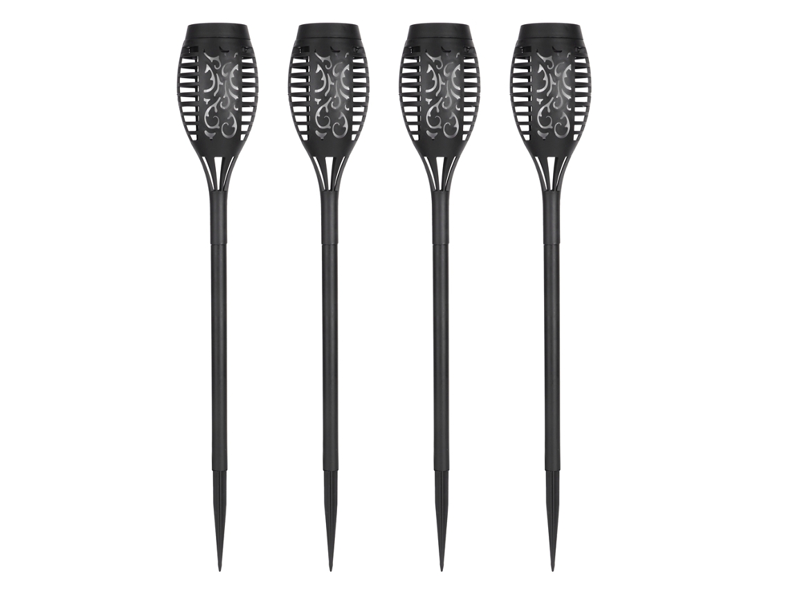 4pcs lâmpada de tocha solar com chamas tremulantes à prova d'água para jardim e pátio | S/MARCA