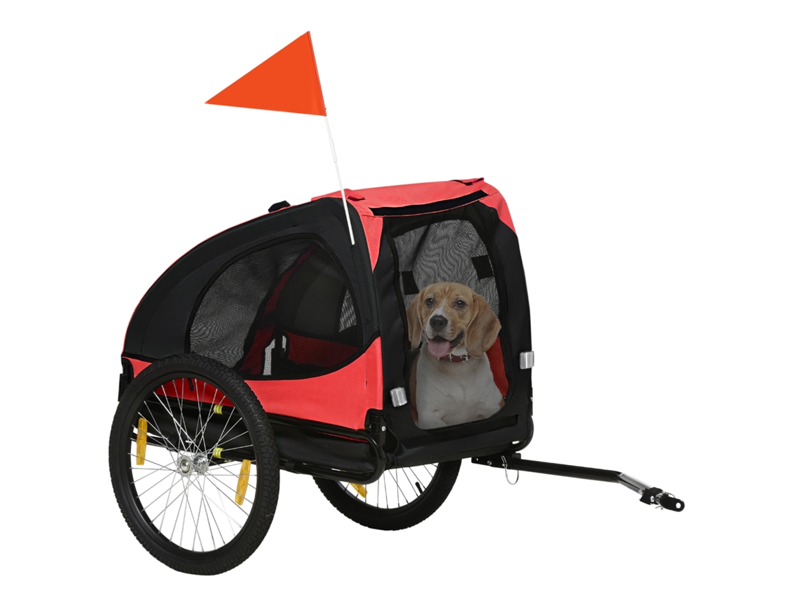 Trailer Para Vermelho Cães, Dobrável Bicicleta Resistente À Água, Oxford Tecido, Metal, 140 X 71 83 Cm,